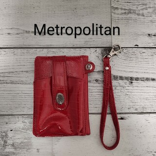Metropolitan　メトロポリタン　カードケース　エナメル　レッド(パスケース/IDカードホルダー)