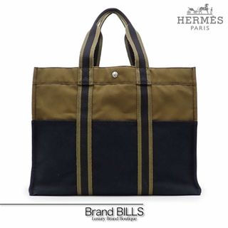 エルメス(Hermes)の未使用品 エルメス フールトゥ トートGM トートバッグ コットンキャンバス カーキ系 ネイビー系 バイカラー シルバー金具 (トートバッグ)