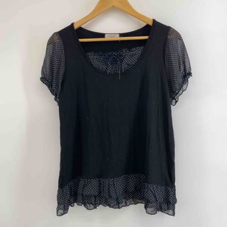 apti 黒　ブラック　フリル　水玉　ドット　 レディース Tシャツ（半袖）(Tシャツ(半袖/袖なし))