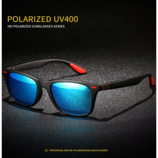 ◆激安 新品 送料込み UV400 偏光レンズ ミラー サングラス 黒/青(サングラス/メガネ)