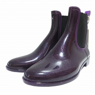 エムミッソーニ レインブーツ サイドゴア ラメ 紫 37 約23.5～24cm(ブーツ)