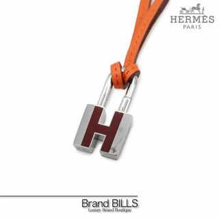 エルメス(Hermes)の未使用品 エルメス カデナ ネックレス ペンダント Hモチーフ  メタル レザー シルバー レッド系(ネックレス)