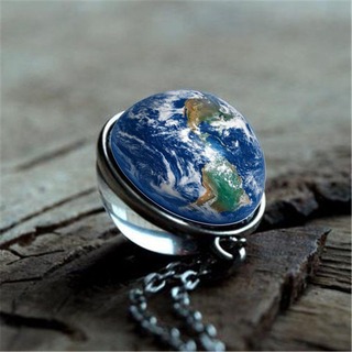 ペンダント　惑星　地球儀　ネックレス　地球　宇宙　個性的　ガラス　宇宙好き　青(ネックレス)