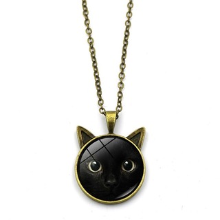 ペンダント　黒猫　ネックレス　レトロ　ゴールド　猫好き　ヴィンテージ　チェーン(ネックレス)