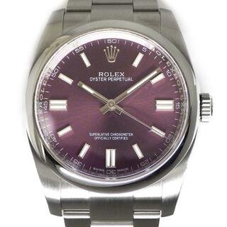 ロレックス(ROLEX)のロレックス Rolex 腕時計 オイスターパーペチュアル 116000 サンレイ レッドグレープ文字盤 ルーレット刻印 SS 自動巻き 【箱・保付き】 【中古】(腕時計(アナログ))