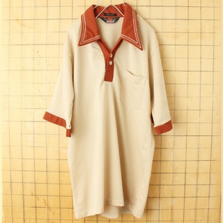 70s JAYMAR SPORTSWEARポロシャツ Lベージュ半袖 ss121(ポロシャツ)