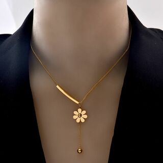 華やかさを簡単に足す♪デイジーの花形ゴールドチェーンネックレスk１８色ステンレス(ネックレス)