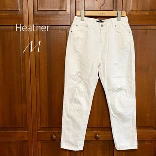 heather - 【大人気】ヘザー ホワイトデニム ダメージ ボーイフレンド パンツ