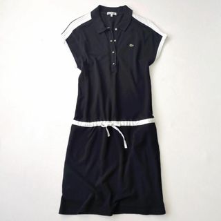 LACOSTE - ラコステ　大きいサイズ　44　3L相当　ポロシャツ　ワンピース　モノクロ