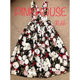 PINK HOUSE - 美品✨ピンクハウス  吊りスカート　黒　チェリー　送料無料