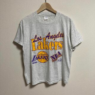NBA LAKERS Tシャツ 90s 半袖　古着　霜降り　バスケ　シングル　M(Tシャツ/カットソー(半袖/袖なし))
