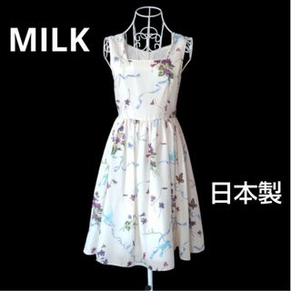 ミルク(MILK)のMILK ブルーバード　ノンスリーブワンピース ホワイト(ひざ丈ワンピース)