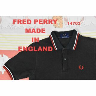フレッドペリー(FRED PERRY)のフレッドペリー 英国製 ポロシャツ 黒 t14703  綿100％ 00 80(ポロシャツ)