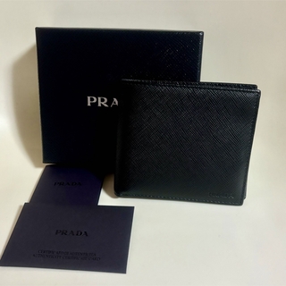 PRADA - PRADA プラダ／財布 二つ折り 小銭入れ／ブラック
