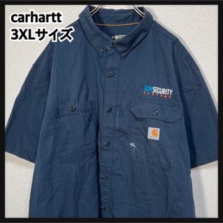 carhartt - 【カーハート】半袖シャツ　ワークシャツ　企業ロゴ　ワンポイント　ネイビー74