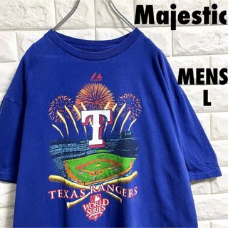 マジェスティック(Majestic)のマジェスティック　テキサスレンジャース　プリントTシャツ　メンズLサイズ(Tシャツ/カットソー(半袖/袖なし))