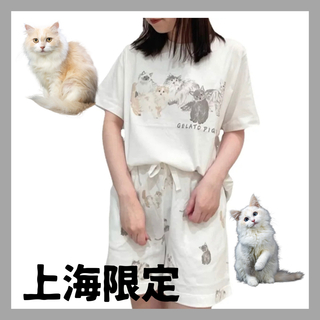 ジェラピケ　ジェラートピケ　ルームウェア　半袖　猫　春夏　海外限定　人気(ルームウェア)