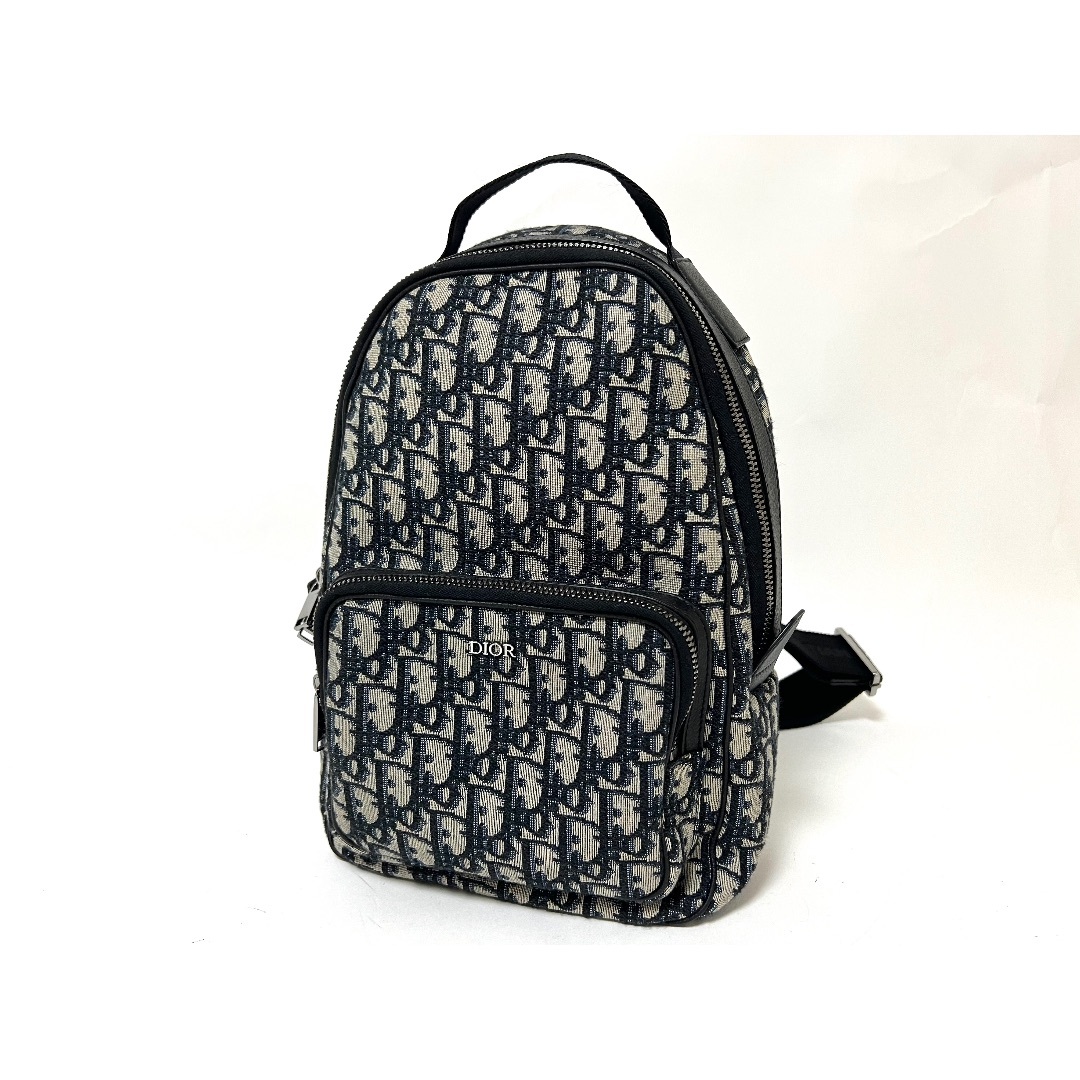 Christian Dior - Christian Dior クリスチャン ディオール ミニ スリングバッグ ボディバッグ オブリーク ジャガード トロッター ネイビー 1ESBO013YKY 美品