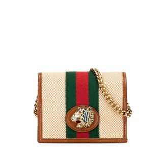 グッチ(Gucci)の美品 グッチ ラジャ シェリーライン チェーンウォレット 二つ折り財布 573790 キャンバス レディース GUCCI 【214-52461】(財布)