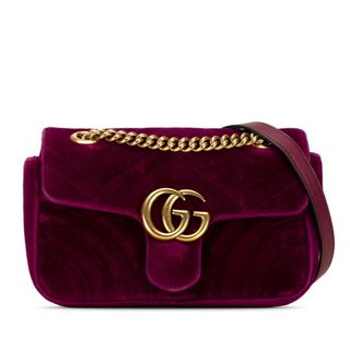 グッチ(Gucci)のグッチ GGマーモント キルティング ミニ チェーンショルダーバッグ 446744 ベルベット レディース GUCCI 【214-52466】(ショルダーバッグ)