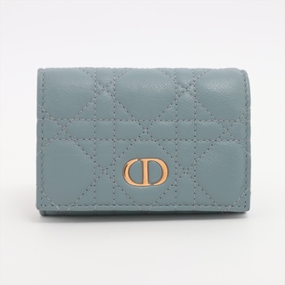 ディオール(Dior)のディオール カナージュ レザー  グレー レディース コンパクトウォレット(財布)