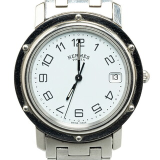 エルメス(Hermes)のエルメス クリッパー 腕時計 CL6.710 クオーツ ホワイト文字盤 ステンレススチール メンズ HERMES 【214-52501】(腕時計(アナログ))