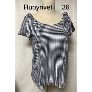 ルビーリベット(Rubyrivet)の美品　Rubyrivet ルビーリベット　チェックブラウス　リボンブラウス　(シャツ/ブラウス(半袖/袖なし))