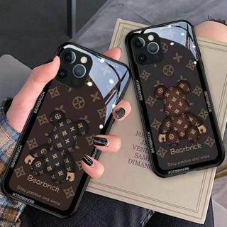 iPhone15 14　携帯ケース　強化ガラス　高級感 　可愛い　オシャレクマ(iPhoneケース)