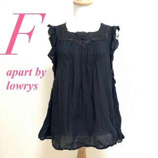 アパートバイローリーズ(apart by lowrys)のアパートバイローリーズ　ブラウス　F　ブラック　レース　フリル　綿　レーヨン(シャツ/ブラウス(半袖/袖なし))