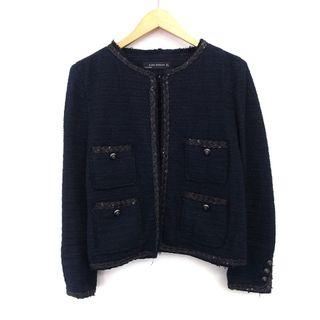 ザラウーマン ZARA WOMAN ツイード ジャケット ノーカラー 装飾ライン(その他)