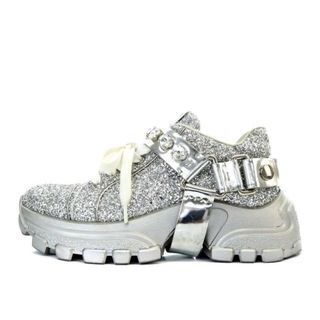 ミュウミュウ(miumiu)のミュウミュウ スニーカー プラットフォーム グリッター 37.5 シルバー色(スニーカー)