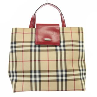 バーバリー(BURBERRY)のバーバリー ノバチェック ハンドバッグ トートーバッグ べージュ 赤(トートバッグ)