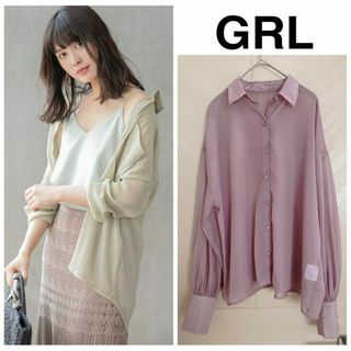 GRL - GRL グレイル ドロップショルダーシアーシャツ ピンク 美品