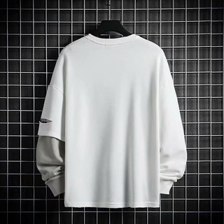 【新入荷】Tシャツ　ロンT　メンズ　グレー　ホワイト　ストリート系　XL