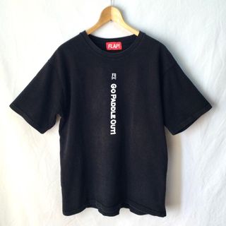 FLAP DESIGN 厚手 Tシャツ ブラック XL フラップ デザイン 黒 (Tシャツ/カットソー(半袖/袖なし))