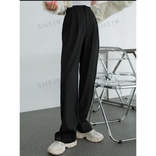 シーイン(SHEIN)の【SHEIN】DAZYハイウエストプリーツディテールストレートスーツパンツ　S(カジュアルパンツ)