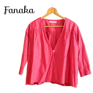 fanaka ファナカ シャツ ブラウス 羽織り赤 レッド コットン 綿