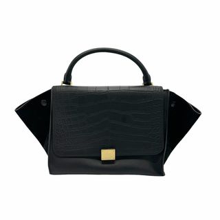 セリーヌ(celine)のセリーヌ CELINE ショルダーバッグ ハンドバッグ トラペーズ 型押しレザー ブラック レディース 送料無料【中古】 z1298(ショルダーバッグ)