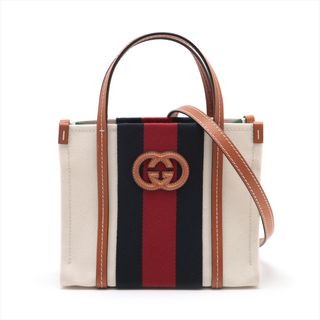 グッチ(Gucci)のグッチ インターロッキングG キャンバス×レザー  ベージュ レディース(ハンドバッグ)