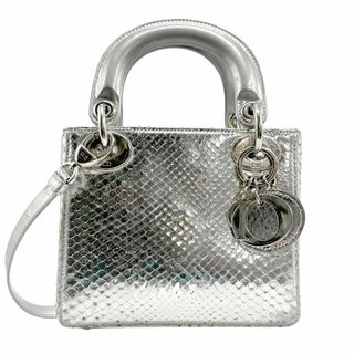 Christian Dior - クリスチャンディオール Christian Dior ハンドバッグ ショルダーバッグ パイソン シルバー レディース 送料無料【中古】 z1308