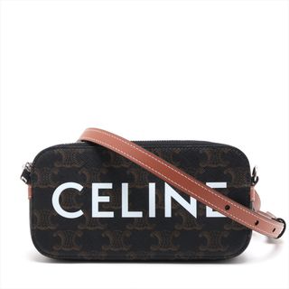 セリーヌ(celine)のセリーヌ ホリゾンタル ポーチ PVC×レザー  ブラック×ブラウン レデ(ショルダーバッグ)