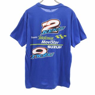 バックプリント 半袖 Tシャツ L ブルー メンズ(Tシャツ/カットソー(半袖/袖なし))