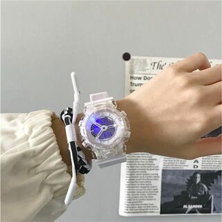 ホワイト★ビックフェイス スポーツウォッチ●ファッション ラバー腕時計 耐水　白(腕時計)