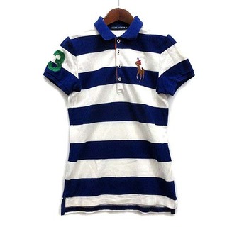 ラルフローレン(Ralph Lauren)のラルフローレン ビッグポニー ボーダー ポロシャツ 半袖 カノコ 青 白 M(ポロシャツ)