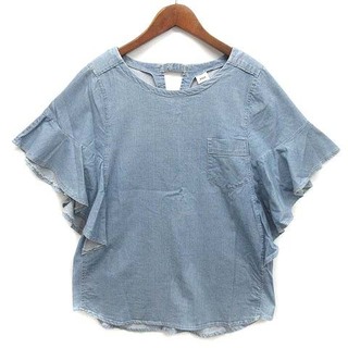 イリイリ iriiri デニム Tシャツ ブラウス フリル 半袖 ライトブルー2(シャツ/ブラウス(半袖/袖なし))