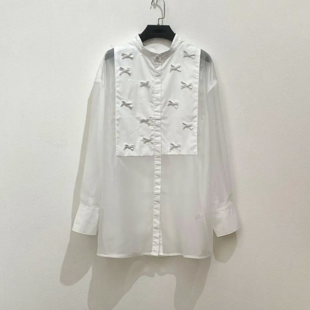GYPSOPHILA - gypsohila Ribbon Sheer Shirt ジプソフィアの通販 GYPSOPHILA - gypsohila Ribbon Sheer Shirt ジプソフィアの通販