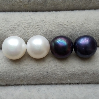 255 淡水真珠ピアス 2色セット 少し大きめ 本真珠 アレルギー対応(ピアス)