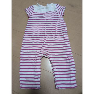 ベビーギャップ(babyGAP)のbabyGap ピンク　ボーダー　カバーオール　70cm(カバーオール)