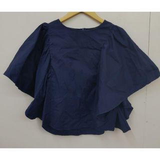 ザラ(ZARA)の美品　ZARA レディース　トップス　ブラウス　L ネイビー　フリル袖(シャツ/ブラウス(半袖/袖なし))