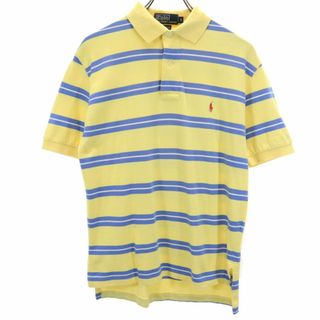 ポロバイラルフローレン ボーダー 半袖 ポロシャツ S イエロー系 Polo by Ralph Lauren 鹿の子 メンズ(ポロシャツ)